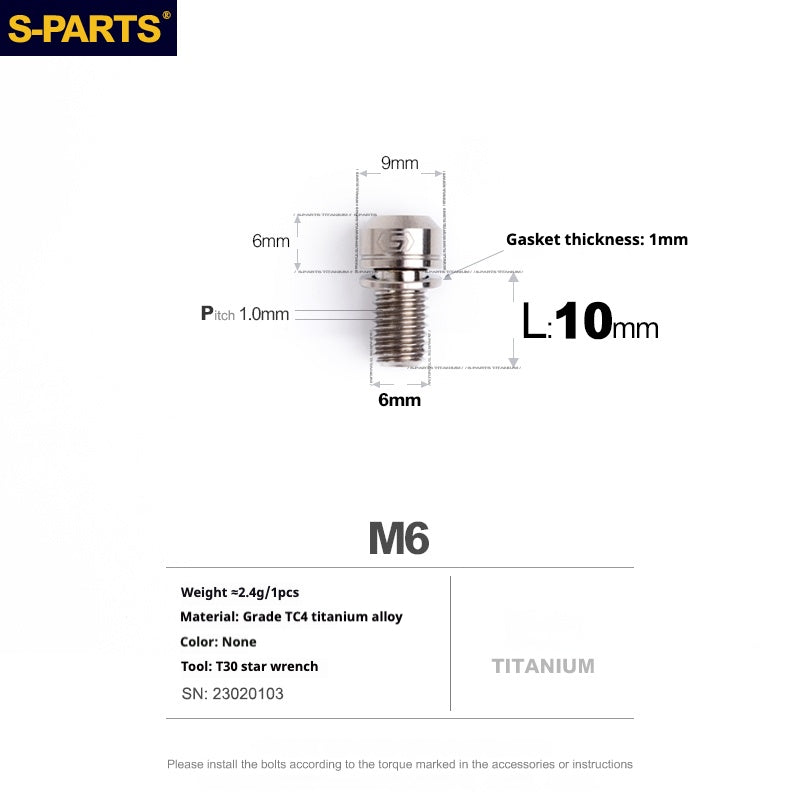 Viss en titane SPARTS A2 Series M6 L10-55mm