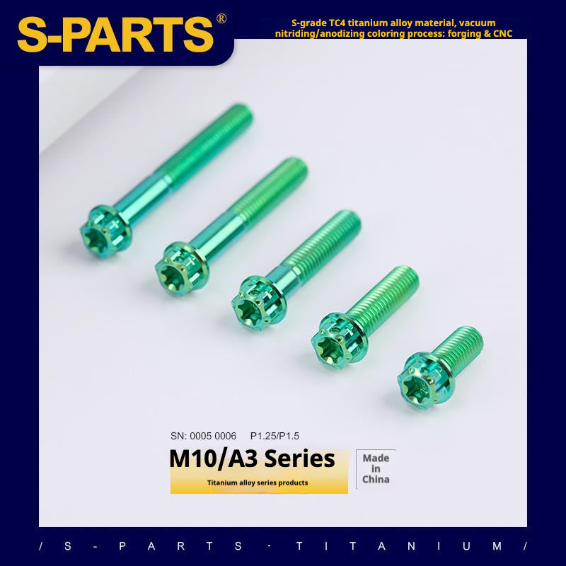 Tornillos de titanio SPARTS Green A3 Series M10 L12-120 mm para motocicletas y automóviles
