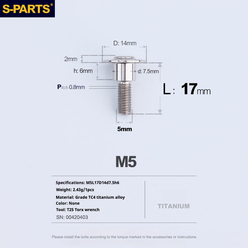 SPARTS A3 Umbrella Head Step Series M5 Titanium Color Titanium Screws Motorcycle Auto
