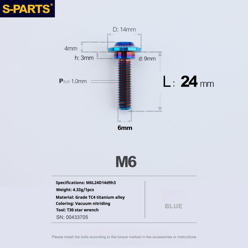 Tornillos de titanio azul M6 para cabezal de paraguas SPARTS A3 para motocicleta y automóvil