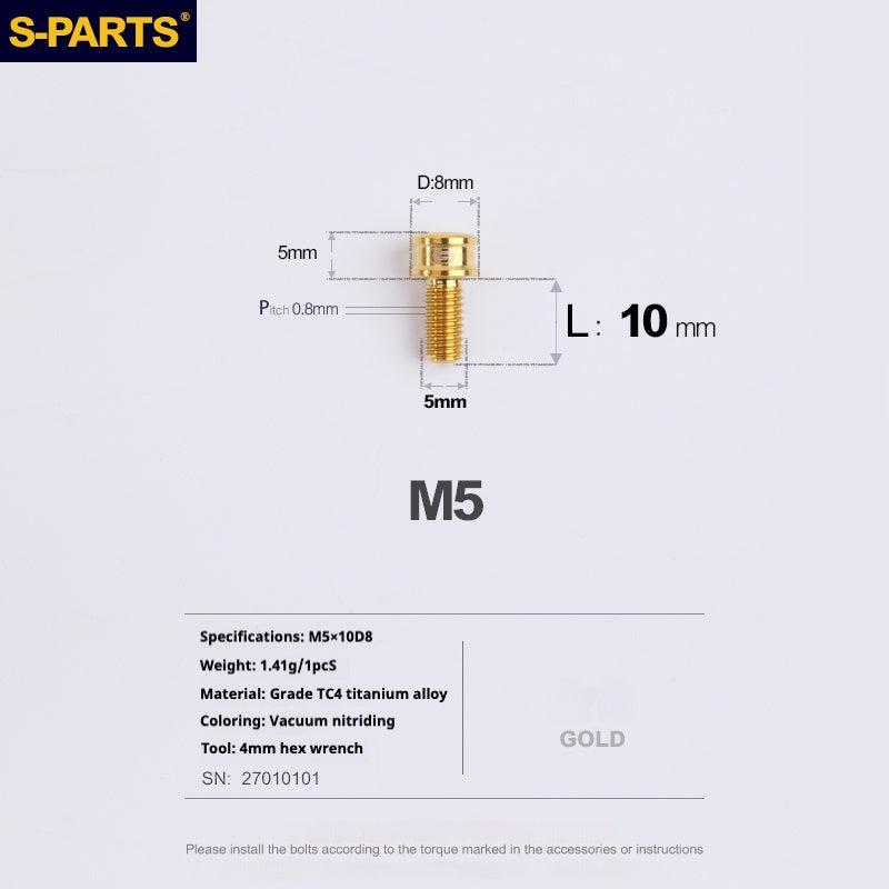 S-PARTS Vis en alliage de titane M5x10-35mm à tête cylindrique, ultra légère