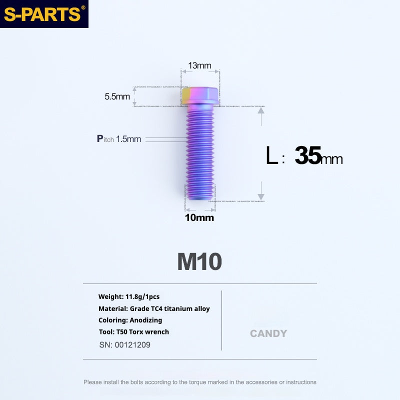 Viss en titane SPARTS série A3 M10 L20-60mm D13 P1.5-P1.25 pour moto et voiture