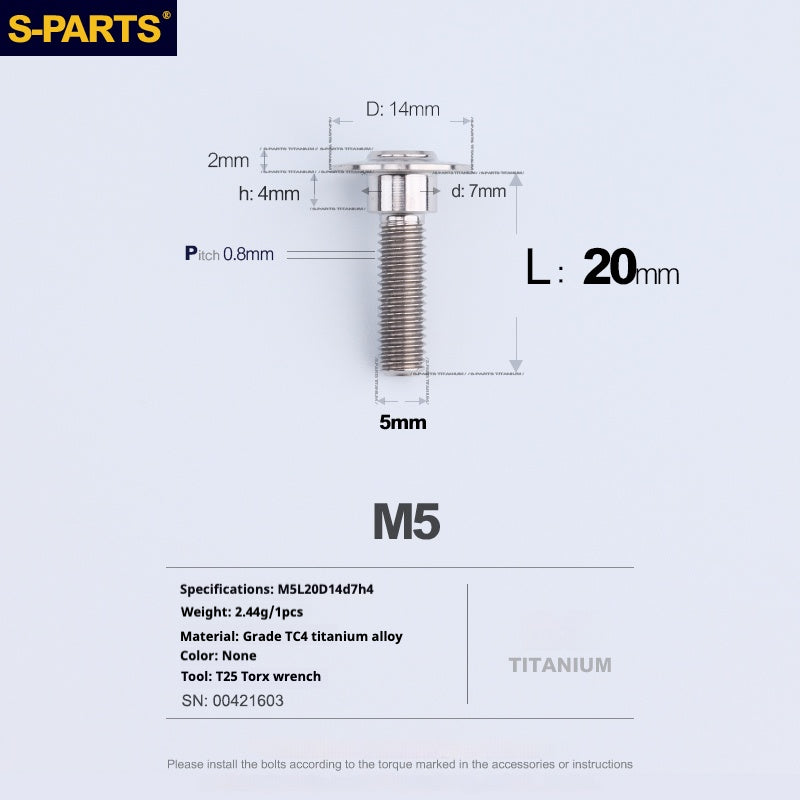 SPARTS A3 Umbrella Head Step Series M5 Titanium Color Titanium Screws Motorcycle Auto