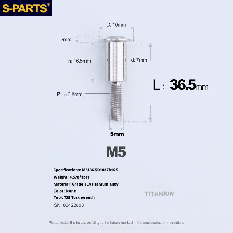SPARTS A3 Umbrella Head Step Series M5 Titanium Color Titanium Screws Motorcycle Auto