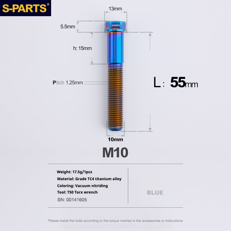Viss en titane SPARTS série A3 M10 L20-60mm D13 P1.5-P1.25 pour moto et voiture