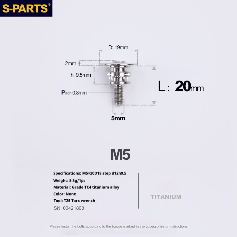 SPARTS A3 Umbrella Head Step Series M5 Titanium Color Titanium Screws Motorcycle Auto
