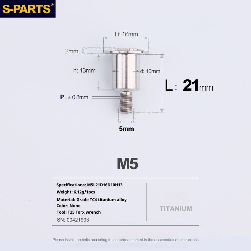 SPARTS A3 Umbrella Head Step Series M5 Titanium Color Titanium Screws Motorcycle Auto