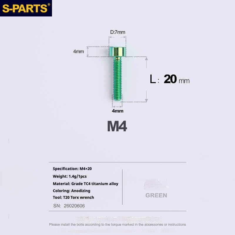 SPARTS 원통머리 시리즈 M4 L06-50mm 티타늄 나사