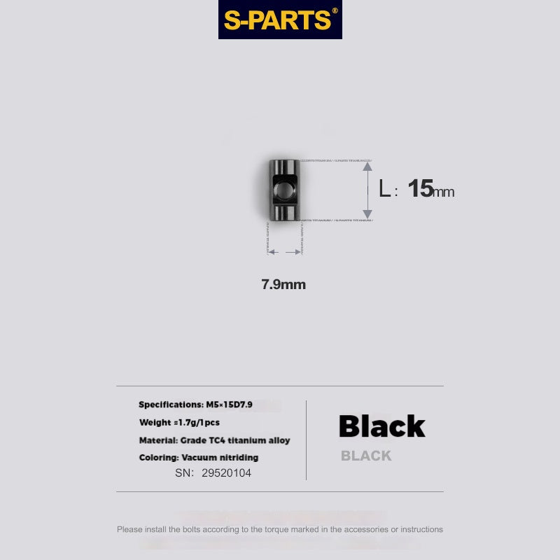 S-PARTS M5 x 30/35/40/47mm 티타늄 볼트 & 배럴 너트 & 와셔 나사 자전거 시트포스트용