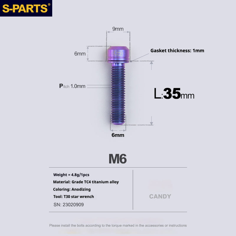 Viss en titane SPARTS A2 Series M6 L10-55mm