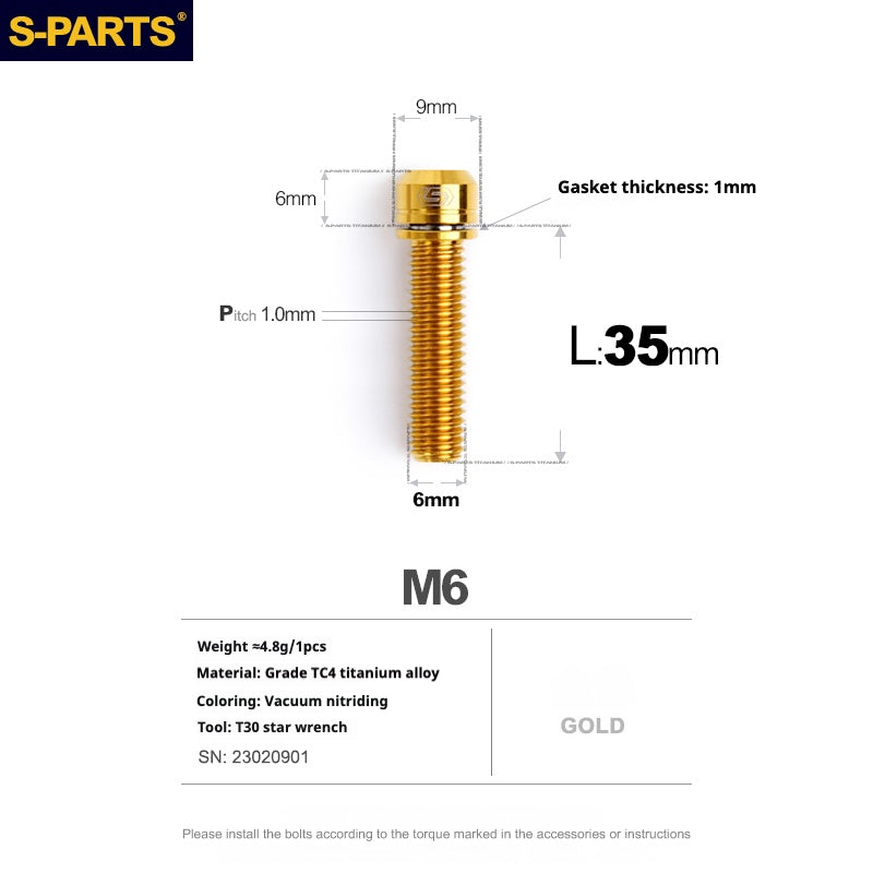 Viss en titane SPARTS A2 Series M6 L10-55mm