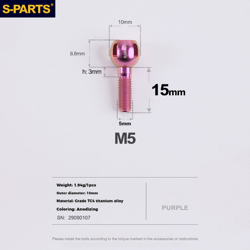 Perilla de ajuste de titanio para cable de cambio de bicicleta S-PARTS