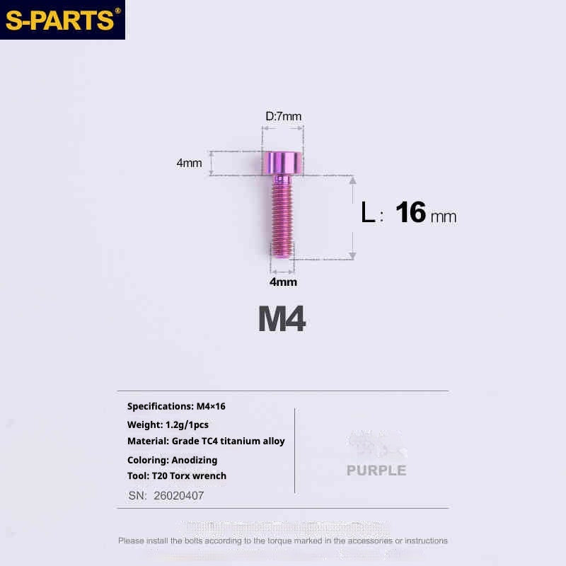 SPARTS 원통머리 시리즈 M4 L06-50mm 티타늄 나사
