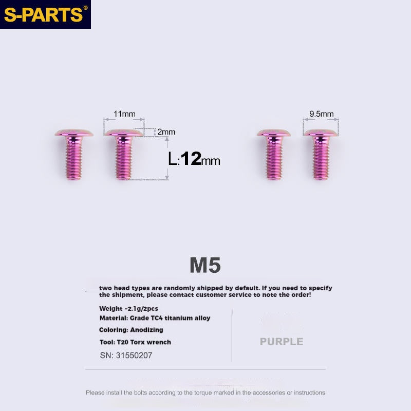 S-PARTS 티타늄 합금 물병 케이지 나사 - 초경량, 중공, 평두, 대구경, 로드·산악·폴딩 자전거용