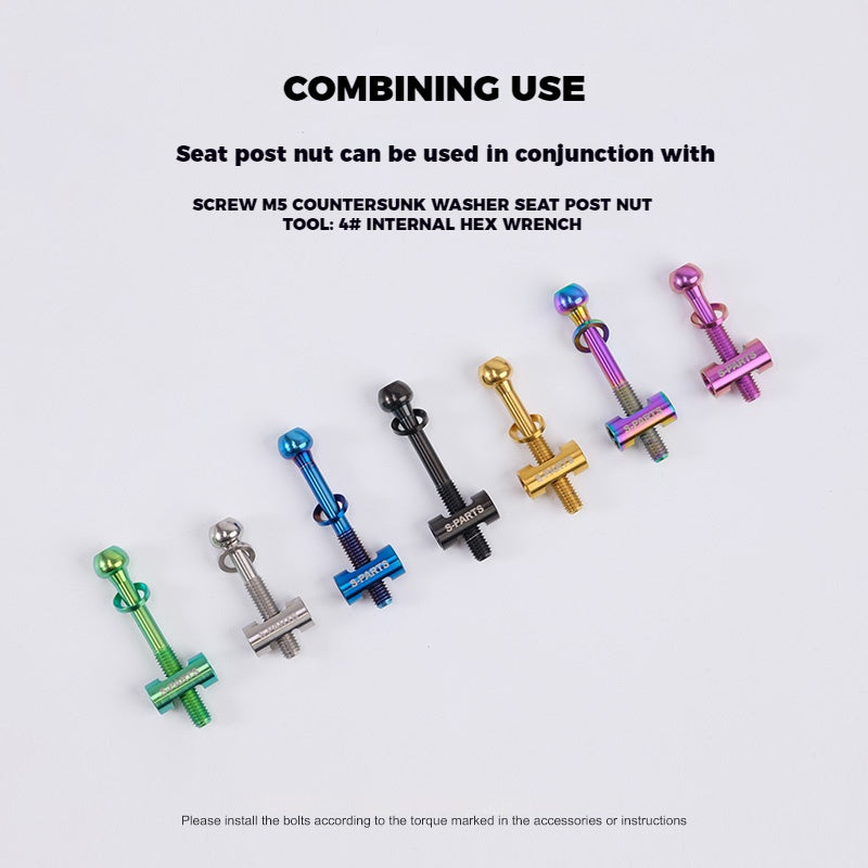S-PARTS M5 x 30/35/40/47mm 티타늄 볼트 & 배럴 너트 & 와셔 나사 자전거 시트포스트용