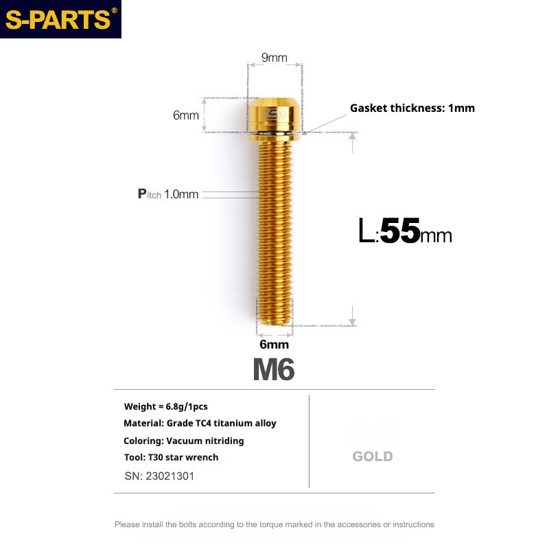 Viss en titane SPARTS A2 Series M6 L10-55mm