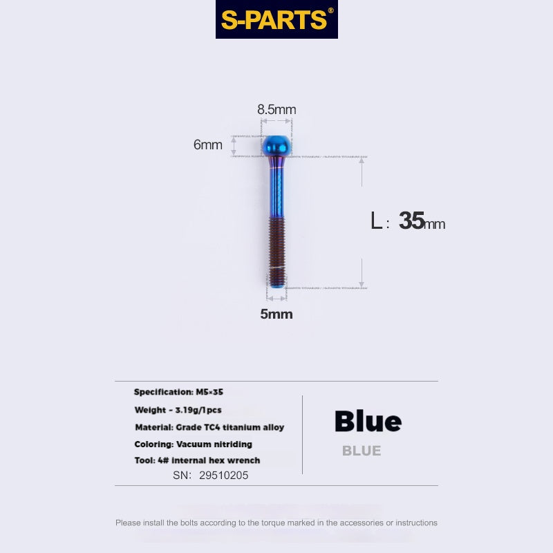 S-PARTS M5 x 30/35/40/47mm 티타늄 볼트 & 배럴 너트 & 와셔 나사 자전거 시트포스트용