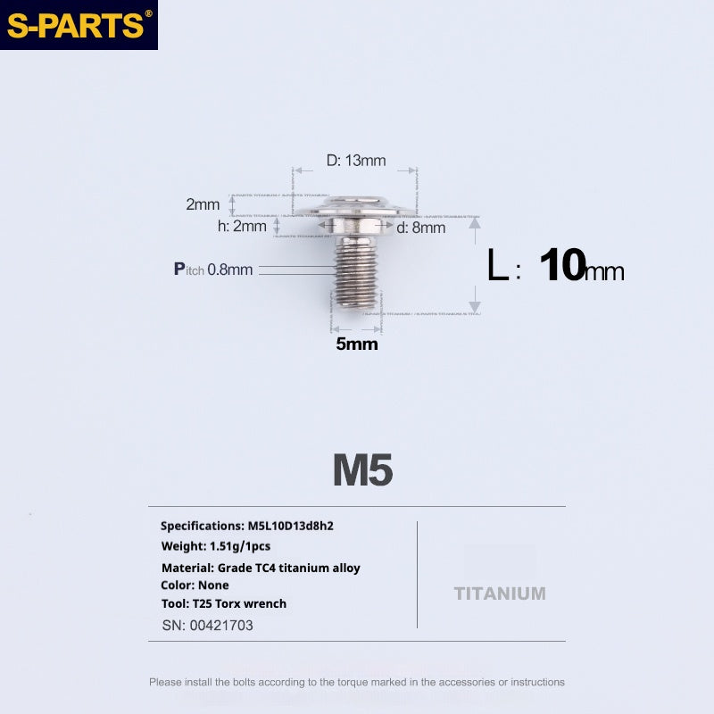SPARTS A3 Umbrella Head Step Series M5 Titanium Color Titanium Screws Motorcycle Auto
