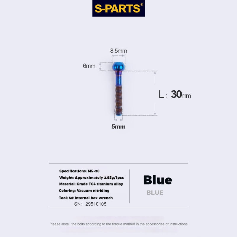 S-PARTS M5 x 30/35/40/47mm 티타늄 볼트 & 배럴 너트 & 와셔 나사 자전거 시트포스트용