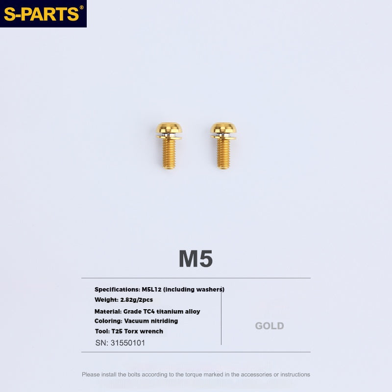 S-PARTS 티타늄 합금 물병 케이지 나사 - 초경량, 중공, 평두, 대구경, 로드·산악·폴딩 자전거용