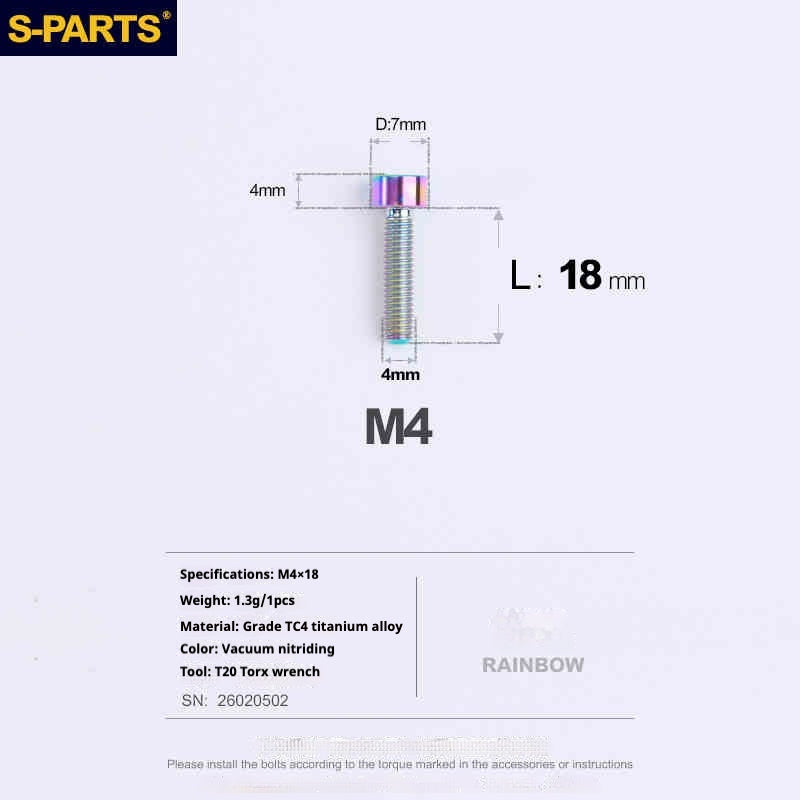 SPARTS 원통머리 시리즈 M4 L06-50mm 티타늄 나사