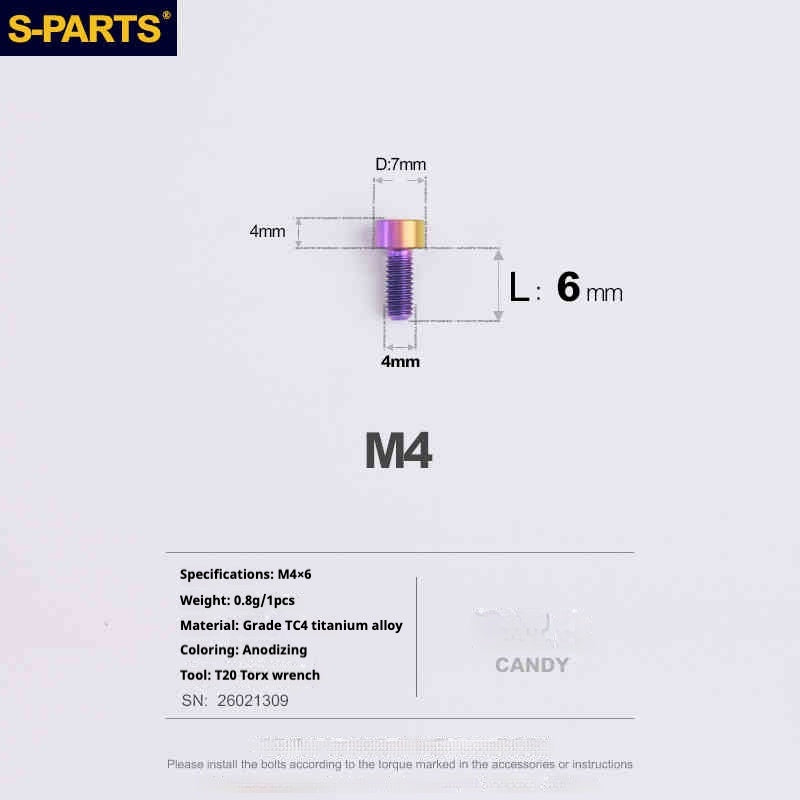 SPARTS 원통머리 시리즈 M4 L06-50mm 티타늄 나사