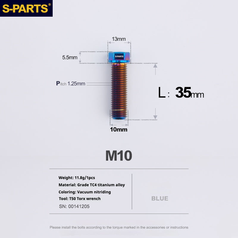 Viss en titane SPARTS série A3 M10 L20-60mm D13 P1.5-P1.25 pour moto et voiture