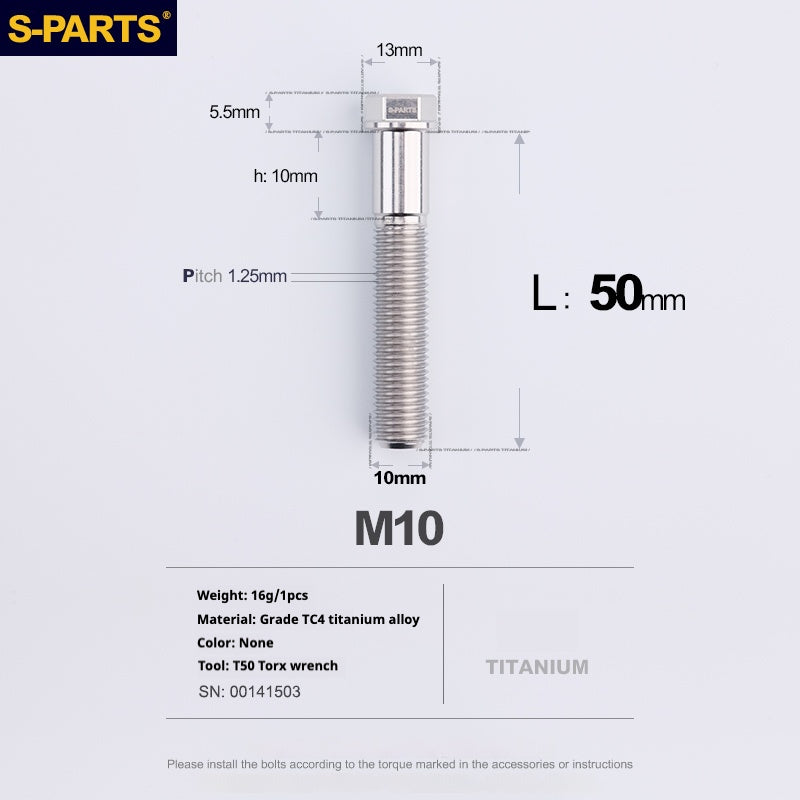 Viss en titane SPARTS série A3 M10 L20-60mm D13 P1.5-P1.25 pour moto et voiture