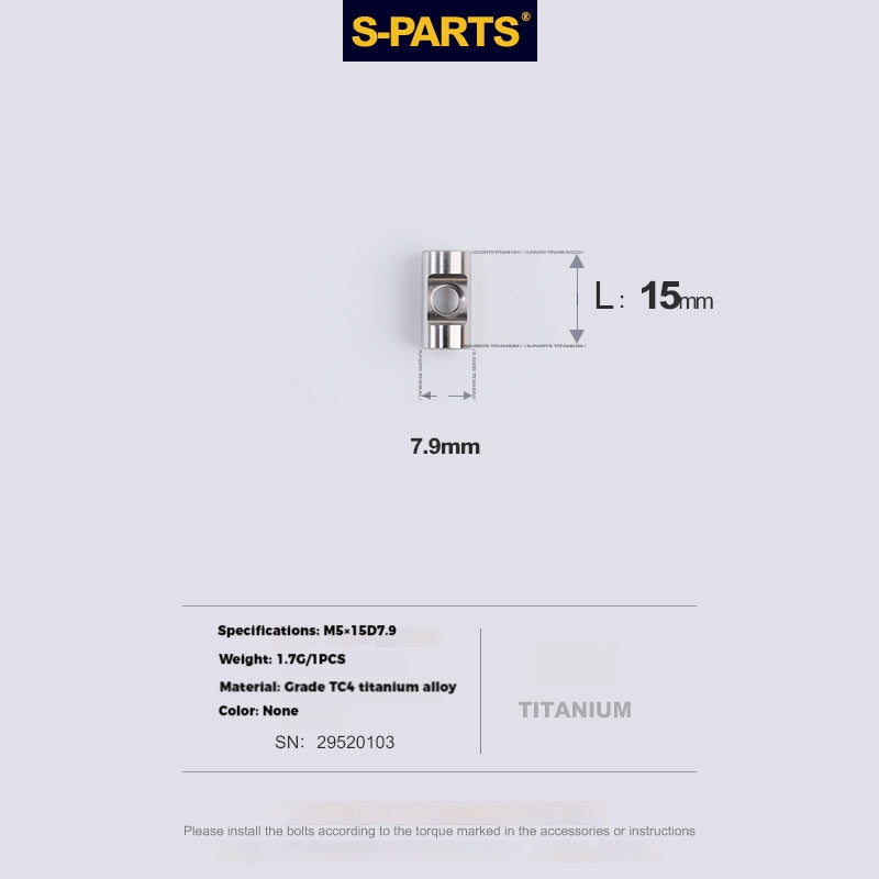 S-PARTS M5 x 30/35/40/47mm 티타늄 볼트 & 배럴 너트 & 와셔 나사 자전거 시트포스트용