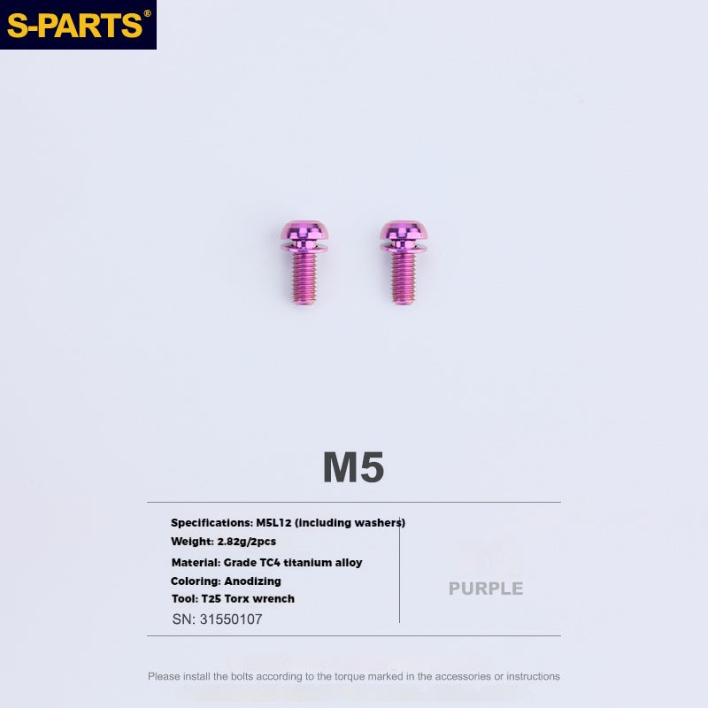 S-PARTS 티타늄 합금 물병 케이지 나사 - 초경량, 중공, 평두, 대구경, 로드·산악·폴딩 자전거용