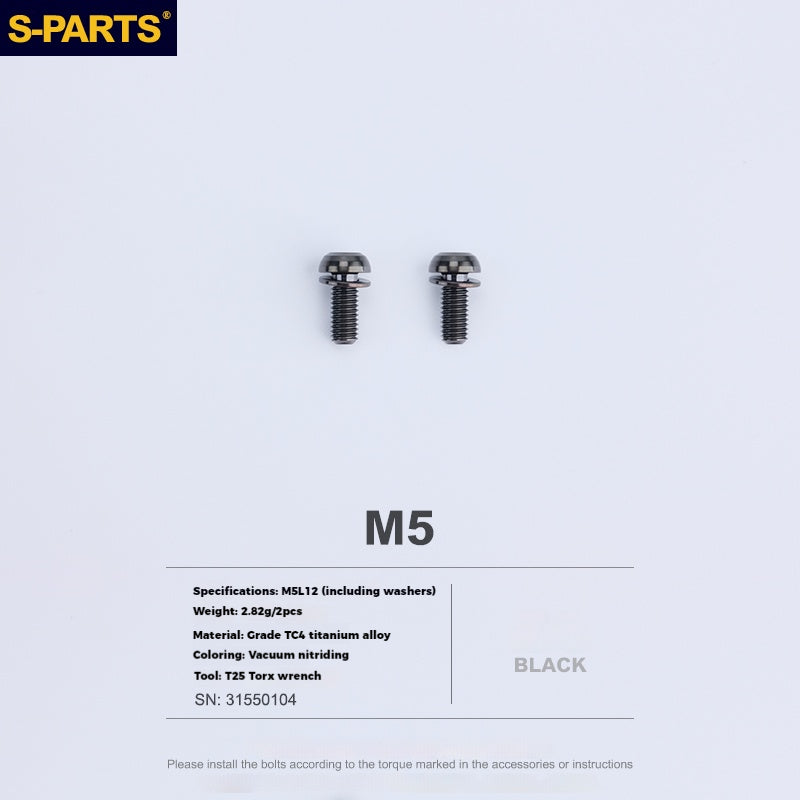 S-PARTS 티타늄 합금 물병 케이지 나사 - 초경량, 중공, 평두, 대구경, 로드·산악·폴딩 자전거용