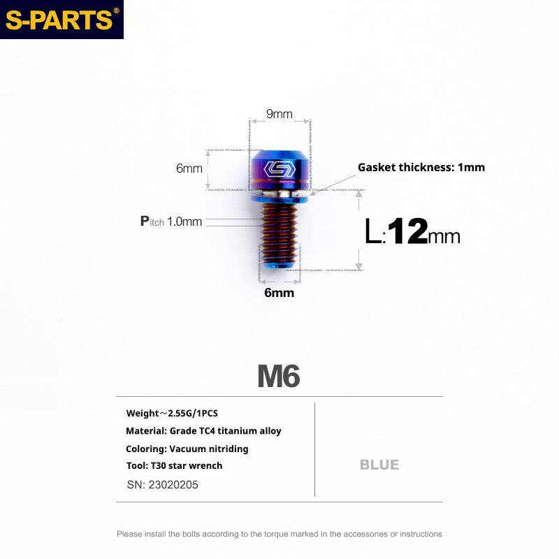 Viss en titane SPARTS A2 Series M6 L10-55mm