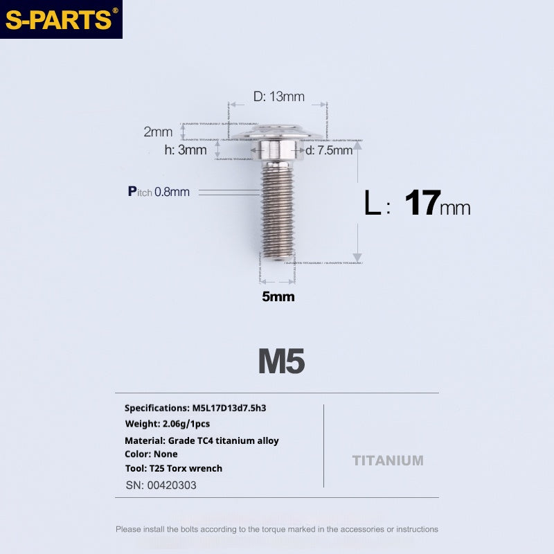 SPARTS A3 Umbrella Head Step Series M5 Titanium Color Titanium Screws Motorcycle Auto