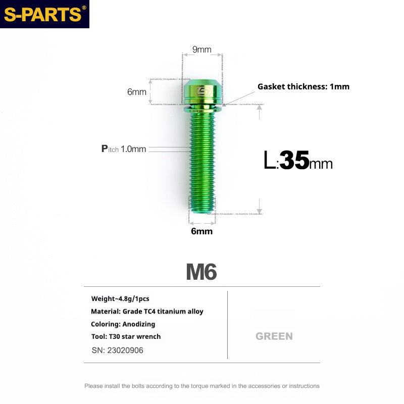 Viss en titane SPARTS A2 Series M6 L10-55mm