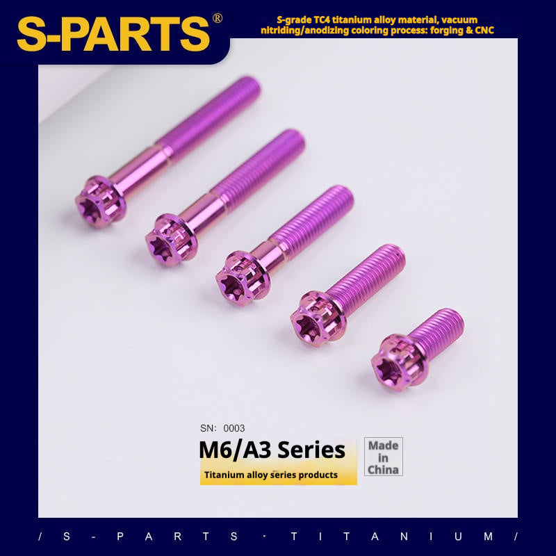 SPARTS A3 Series M6 L08-120mm Purple Titanium Screws Motorcycle Auto