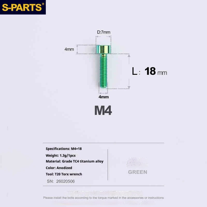 SPARTS 원통머리 시리즈 M4 L06-50mm 티타늄 나사