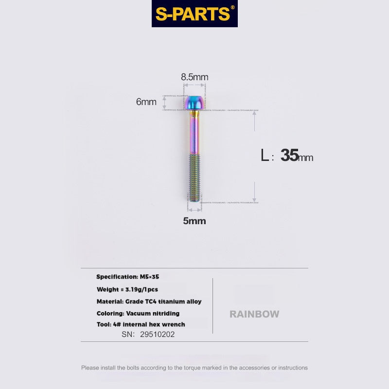 S-PARTS M5 x 30/35/40/47mm 티타늄 볼트 & 배럴 너트 & 와셔 나사 자전거 시트포스트용