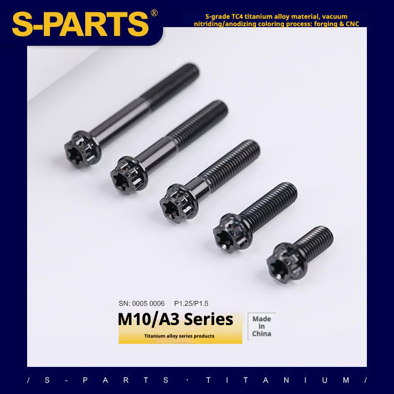 Tornillos de titanio SPARTS serie A3 negros M10 L12-120 mm para motocicletas y automóviles