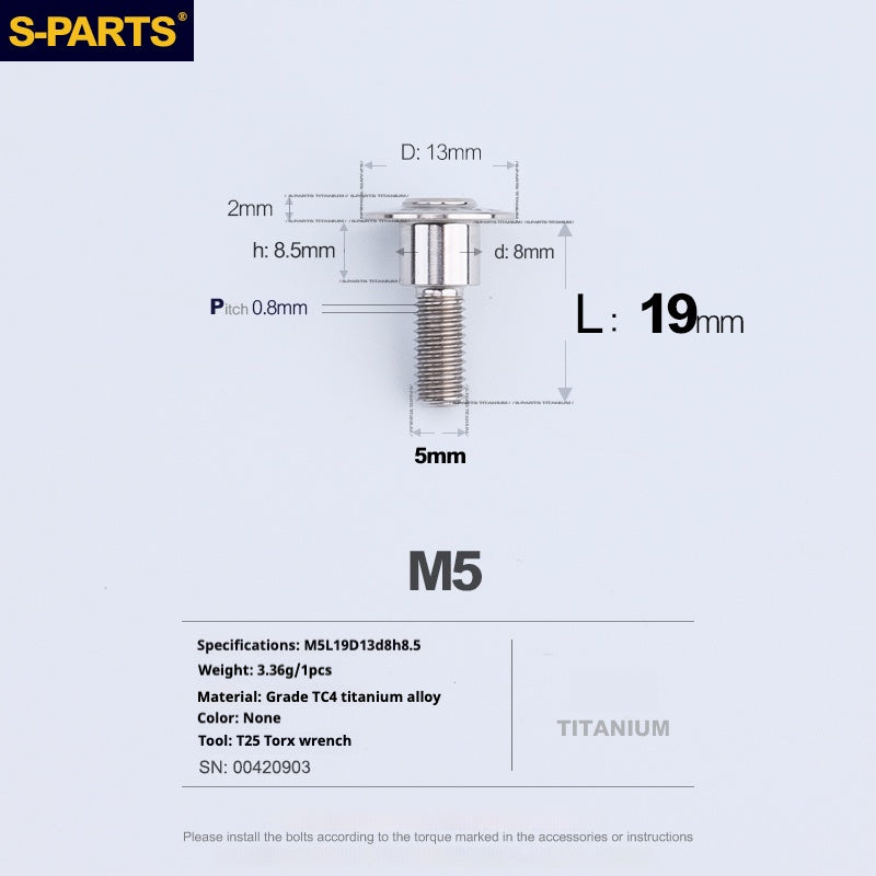 SPARTS A3 Umbrella Head Step Series M5 Titanium Color Titanium Screws Motorcycle Auto