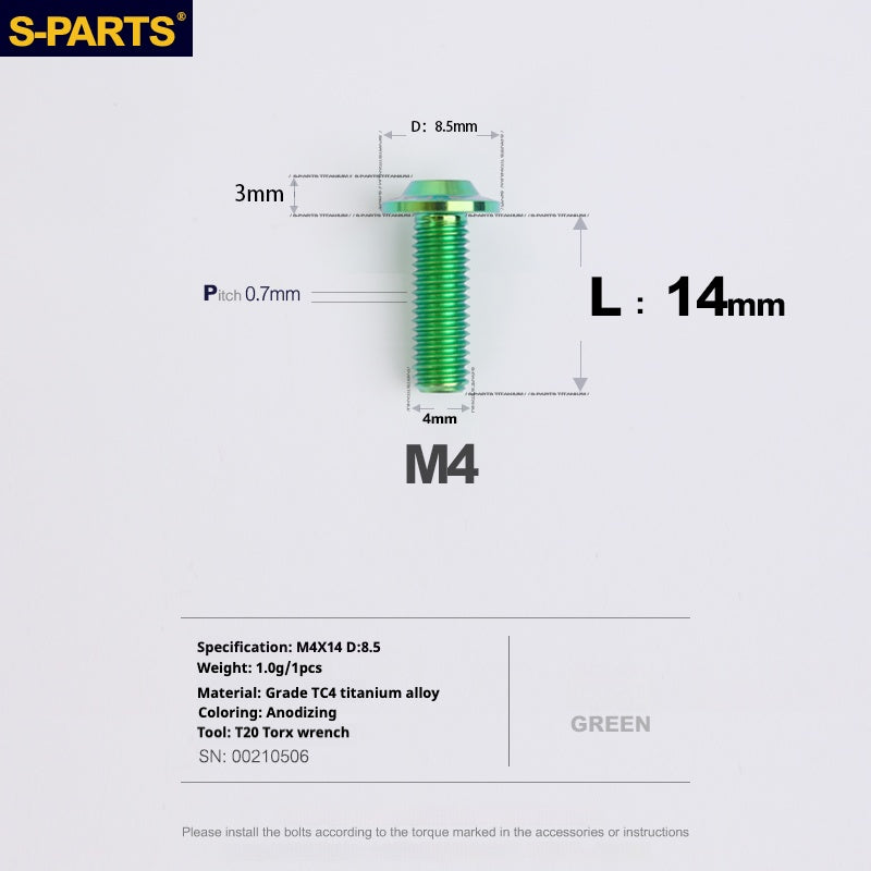 SPARTS A3 Serie testa ombrello M4 L06-35mm D8.5 Viti in titanio per motociclette e auto