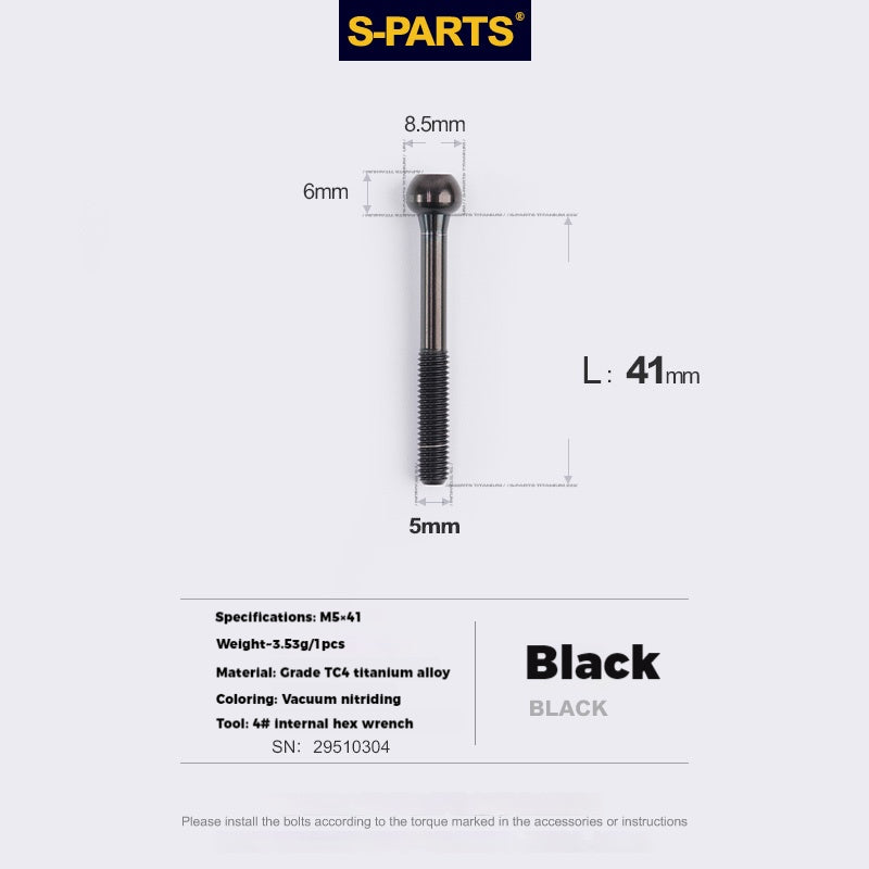 S-PARTS M5 x 30/35/40/47mm 티타늄 볼트 & 배럴 너트 & 와셔 나사 자전거 시트포스트용