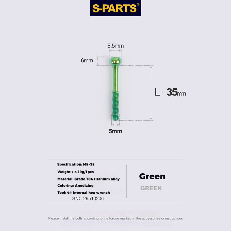 S-PARTS M5 x 30/35/40/47mm 티타늄 볼트 & 배럴 너트 & 와셔 나사 자전거 시트포스트용