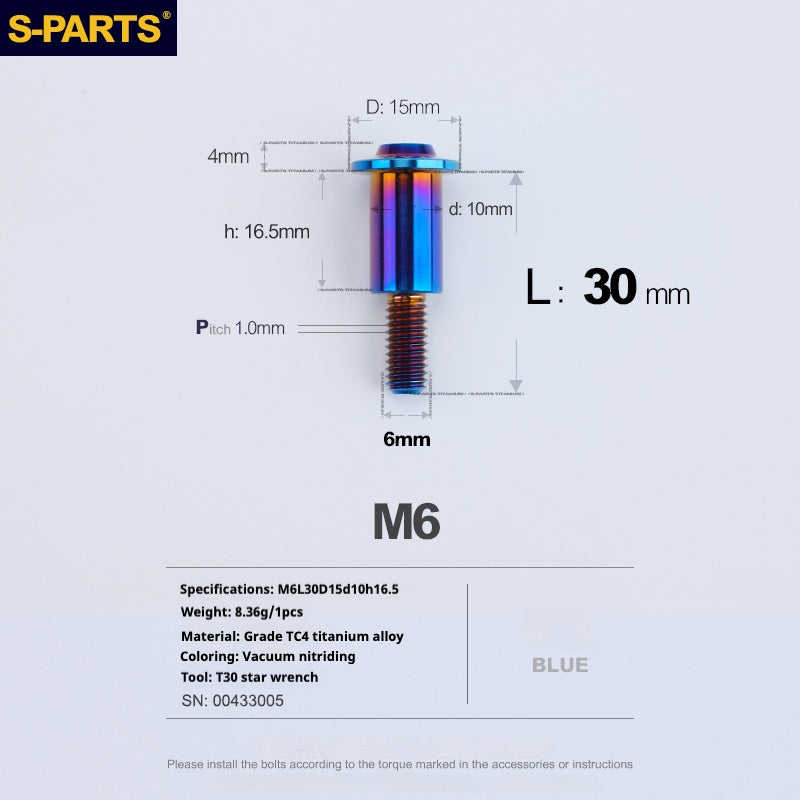 Tornillos de titanio azul M6 para cabezal de paraguas SPARTS A3 para motocicleta y automóvil