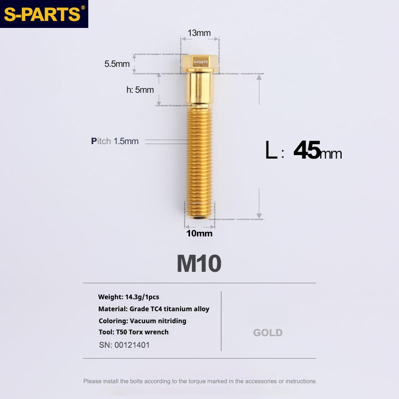 Viss en titane SPARTS série A3 M10 L20-60mm D13 P1.5-P1.25 pour moto et voiture