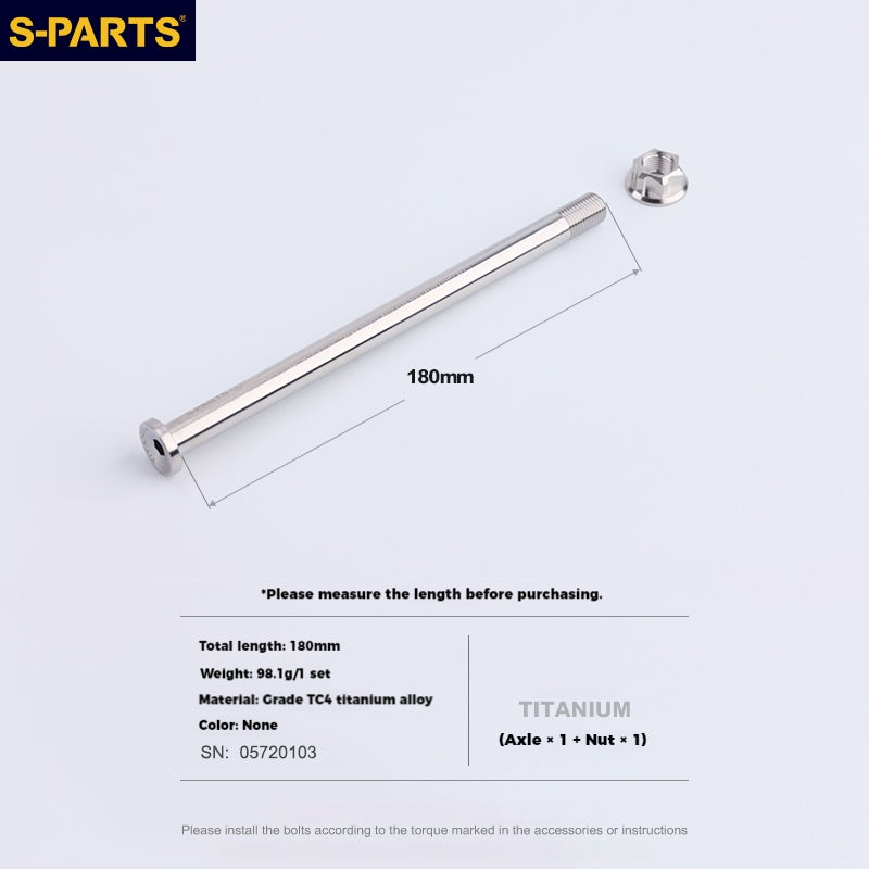 S-PARTS Titanium Alloy Sur-Ron Light Bee Rear Wheel Axle and Matching Nut