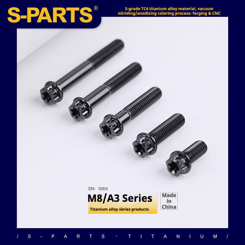 Tornillos de titanio negros SPARTS A3 Series M8 L10-120 mm para motocicletas y automóviles