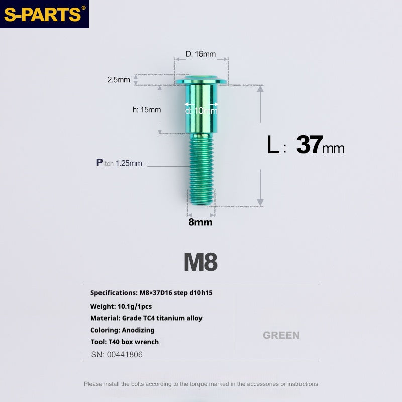 Tornillos de titanio verde M8 para motocicletas y automóviles SPARTS A3 Umbrella Head Step Series