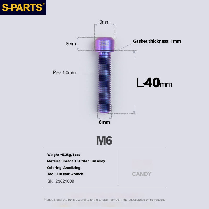 Viss en titane SPARTS A2 Series M6 L10-55mm