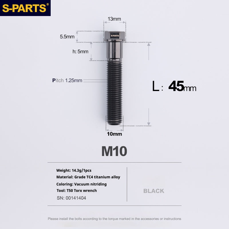 Viss en titane SPARTS série A3 M10 L20-60mm D13 P1.5-P1.25 pour moto et voiture