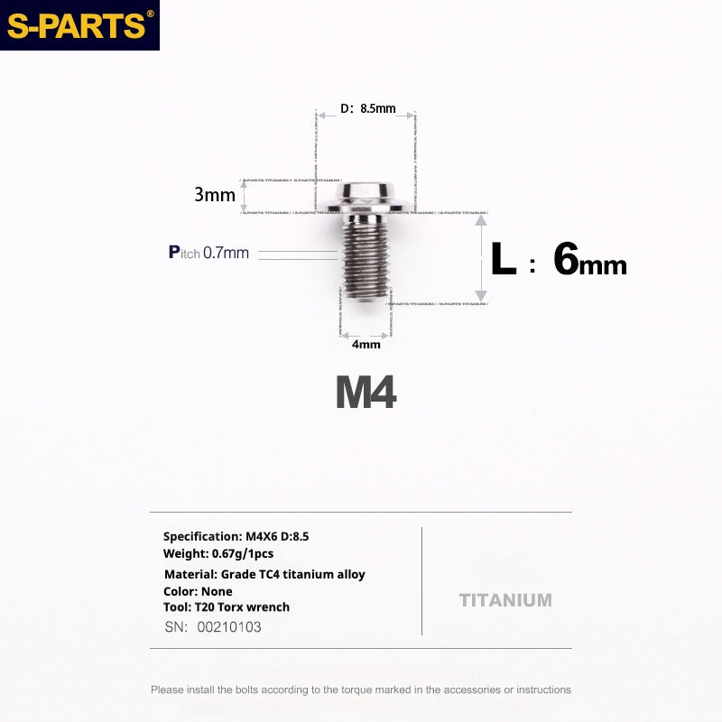 SPARTS A3 Serie testa ombrello M4 L06-35mm D8.5 Viti in titanio per motociclette e auto